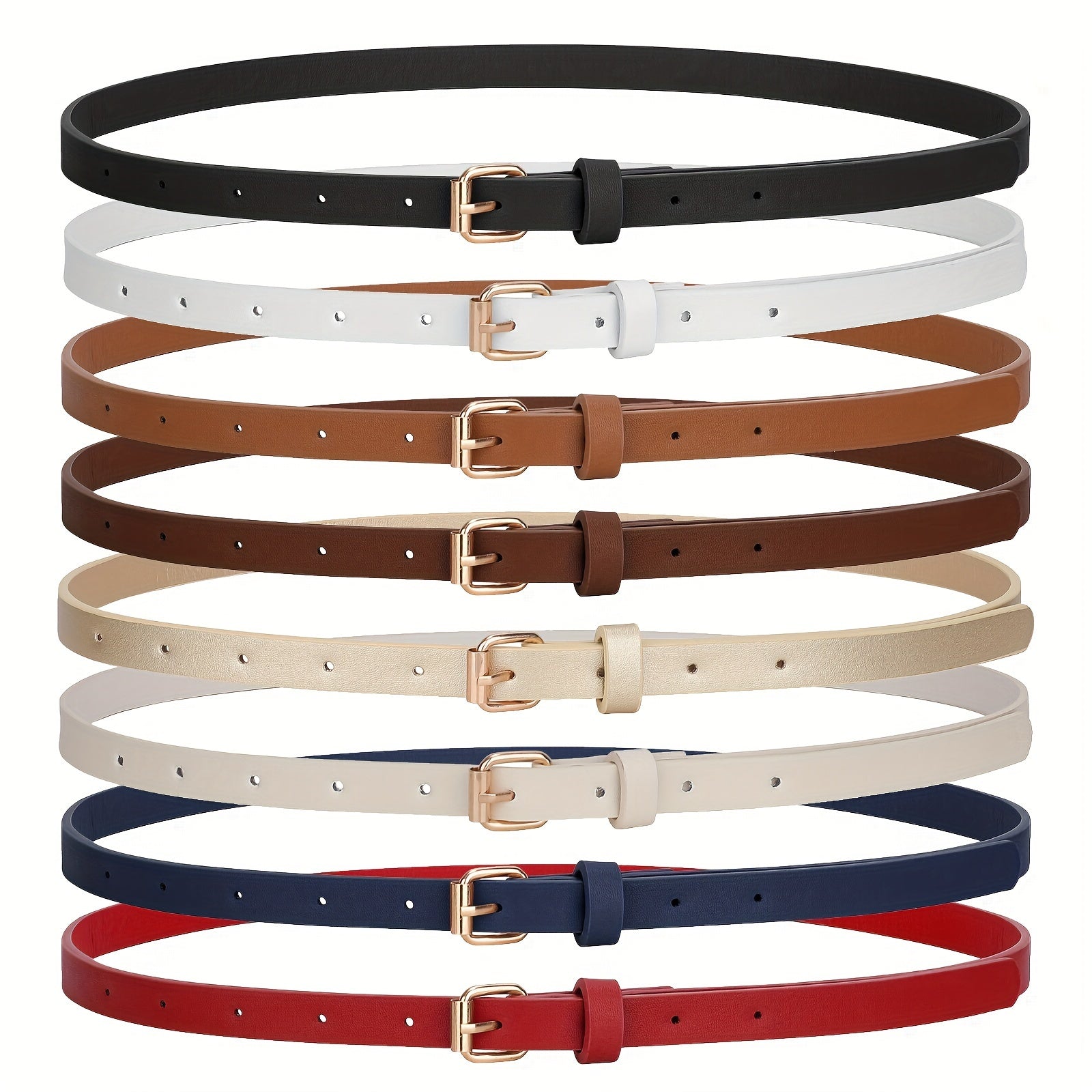 4pcs/set Square Pin Buckle Thin Belts - Simple, Classic, Solid Color Designs for Women's Jeans Pants - Casual, Comfortable, and Adjustable