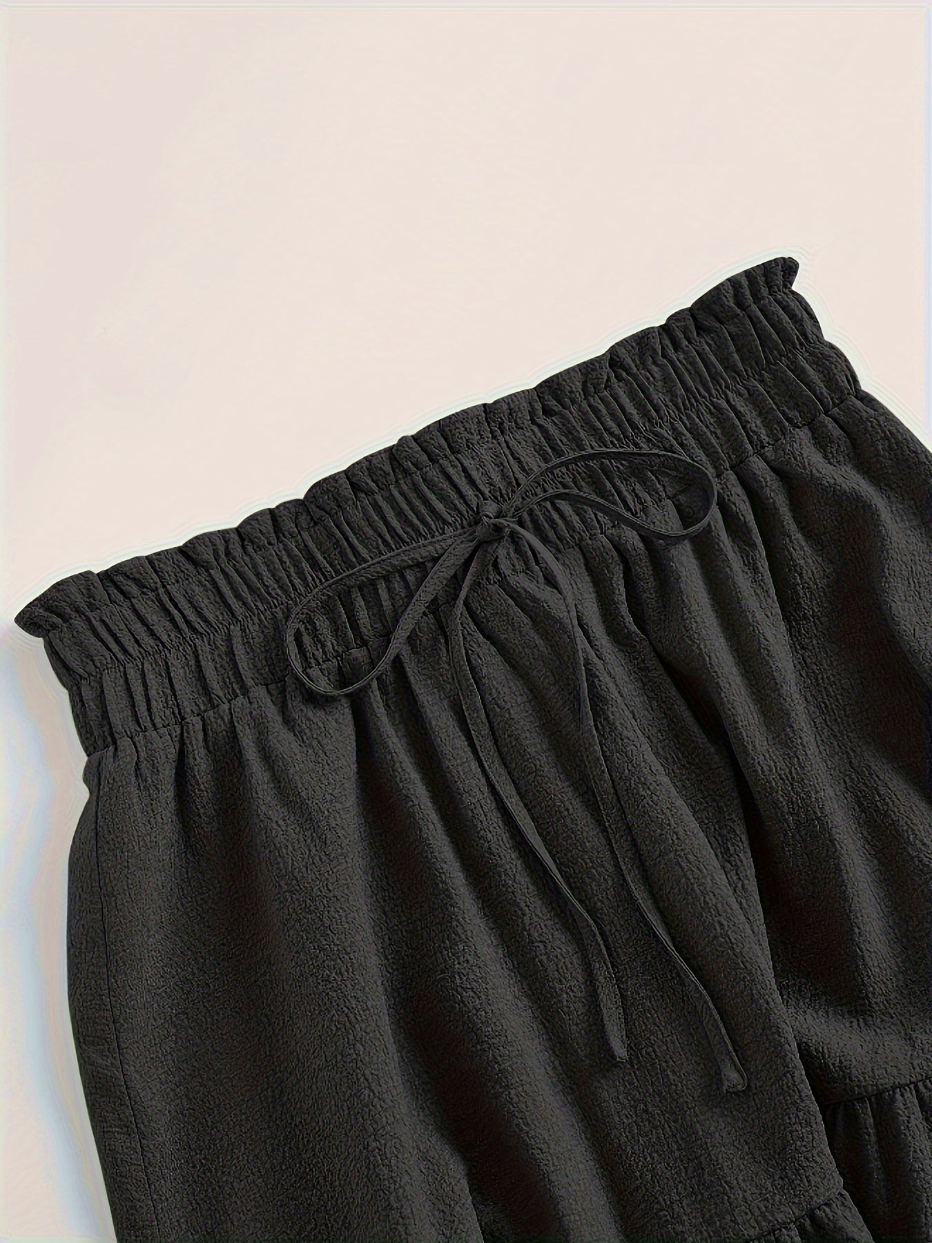 Plus Size Solid Tiered Skirt, Casual Drawstring Elastic Waist Midi Skirt, Women's Plus Size Clothing