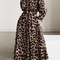 Leopard Print Maxi Dress, Casual Button Front Long Sleeve Dress, Women's Clothing