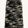 Plus Size Camo Print Drawstring Skirt, Elegant Midi Skirt For Spring & Summer, Women's Plus Size Clothing