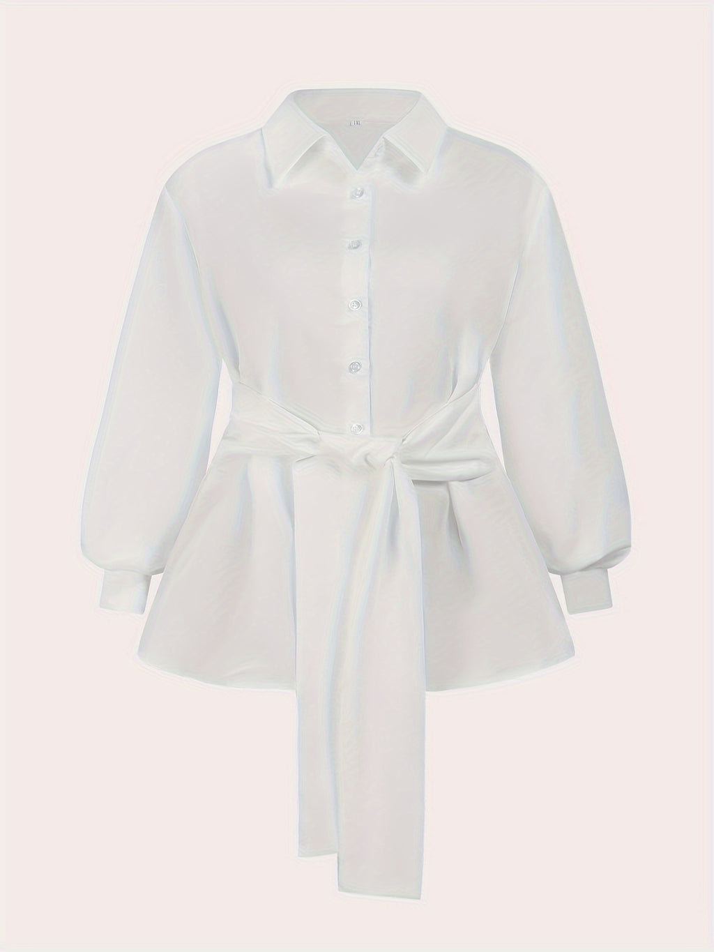 [Plus Size Solid Collar Shirt] Plus Size Solid Collared Shirt, Casual Long Sleeve Button Front Shirt, Women's Plus Size Clothing