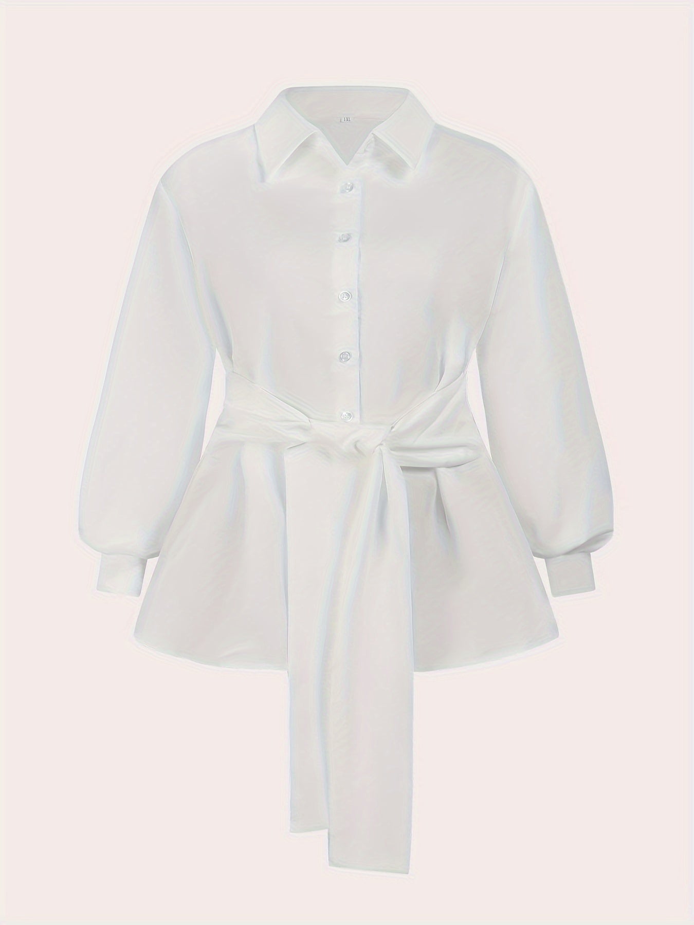 [Plus Size Solid Collar Shirt] Plus Size Solid Collared Shirt, Casual Long Sleeve Button Front Shirt, Women's Plus Size Clothing