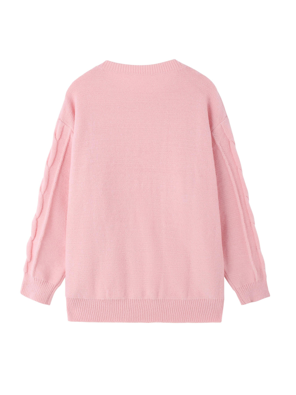 Plus Size Solid Cable Knit Crew Neck Sweater, Elegant Long Sleeve Sweater For Fall & Winter, Women's Plus Size Clothing