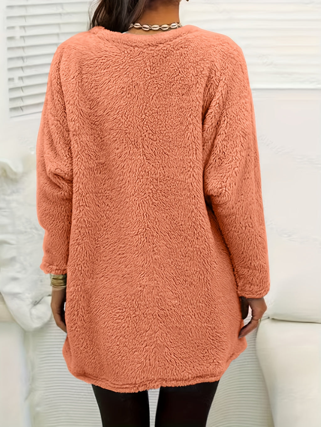 Women'S Cozy Fleece-Lined Long Sleeve Pullover Sweatshirt with Dandelion Print - Soft, Stretchy, and Casual Fall/Winter Wear, Orange, Round Neck, Regular Fit, Casual Wear|Dandelion Print Top|Stretchy Fabric, Women Jumper And