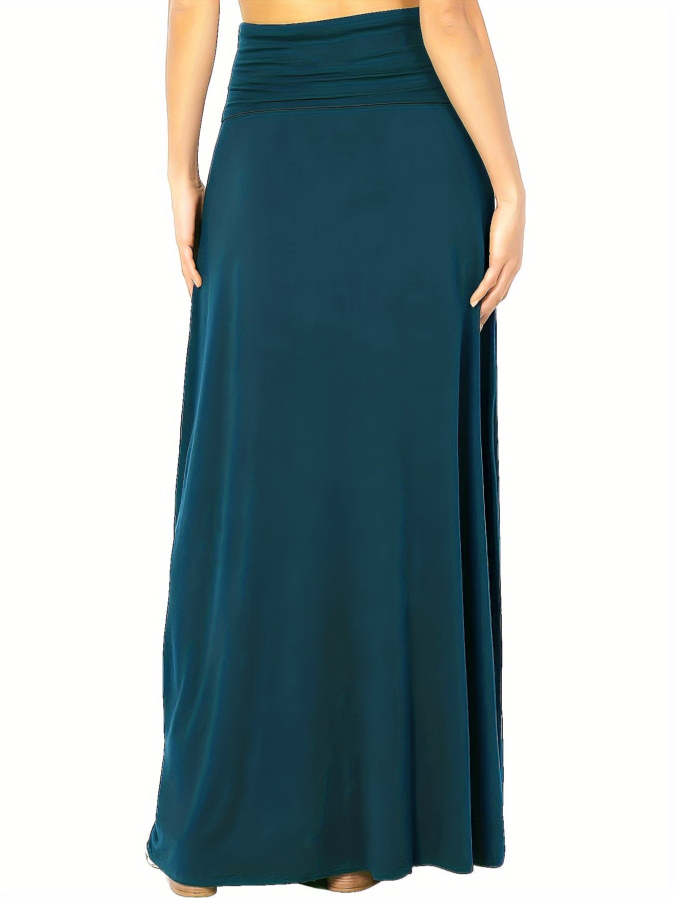 Plus Size Solid Elastic Waist Skirt, Casual Skirt For Spring & Summer, Women's Plus Size Clothing