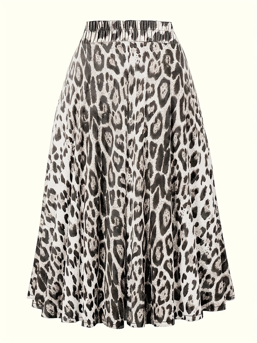 Plus Size Leopard Print Knot Skirt, Casual Elastic Waist Skirt For Spring & Summer, Women's Plus Size Clothing