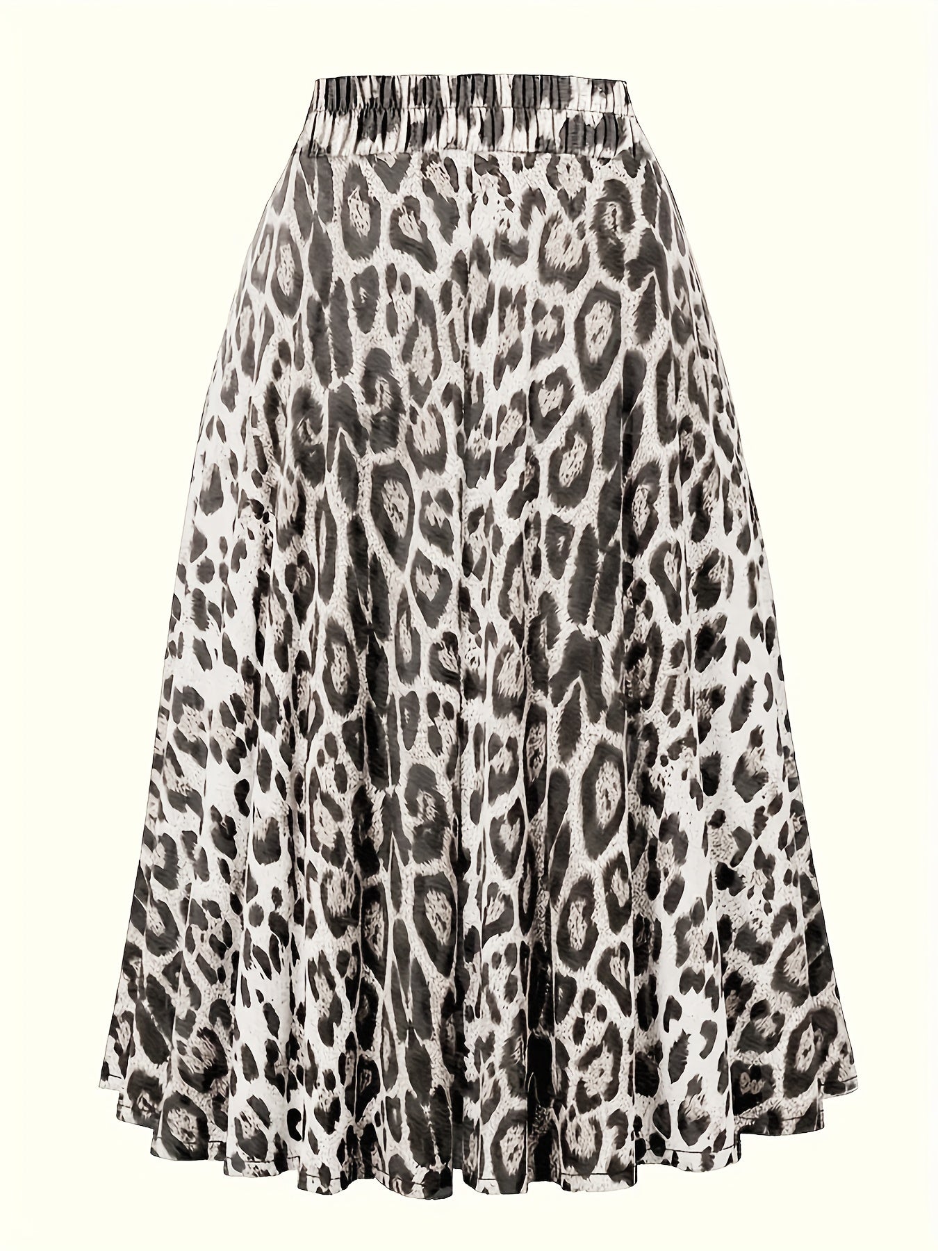 Plus Size Leopard Print Knot Skirt, Casual Elastic Waist Skirt For Spring & Summer, Women's Plus Size Clothing