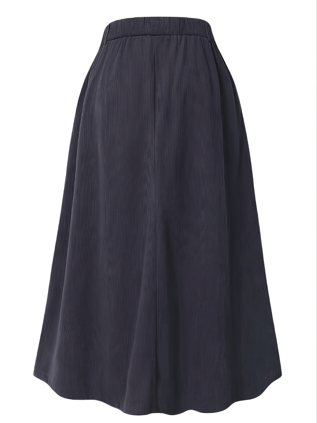 Plus Size Solid Button Front Skirt, Casual Corduroy Skirt For Spring & Fall, Women's Plus Size Clothing