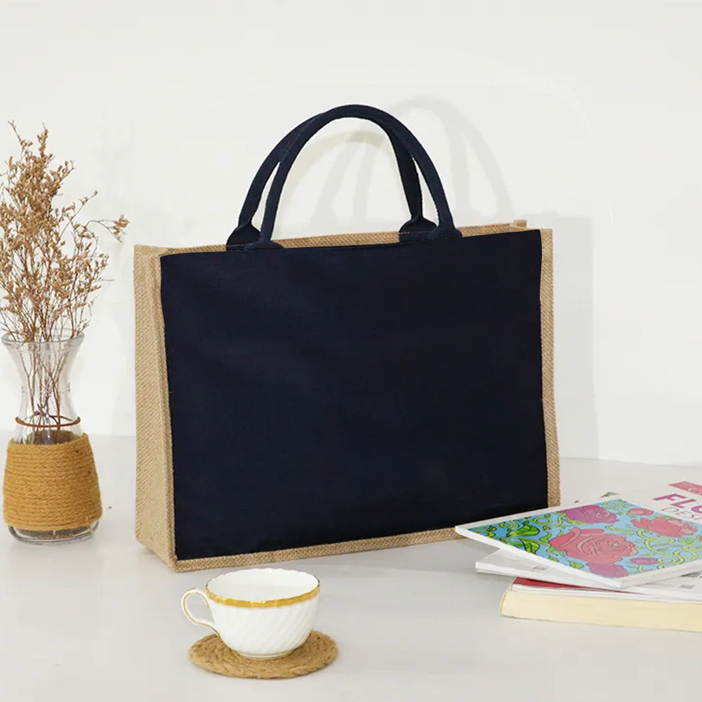Floral Print Women's Reusable Jute Tote Bags with Golden Letters (K, M, I, N) - Large Capacity Shopping Bags, Durable S for Groceries & Shopping, Shopping Bag|Decorative Tote|Durable Handle, Tote Bag