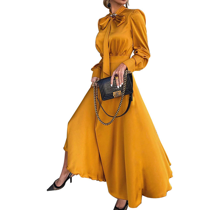 Fd003 Spot Autumn 2024 Amazon New European and American Popular Women's Clothing Easiest for Match Long Sleeve Temperament Dress for Women
