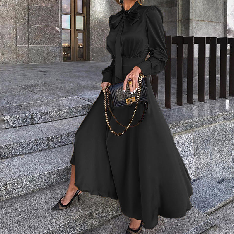 Fd003 Spot Autumn 2024 Amazon New European and American Popular Women's Clothing Easiest for Match Long Sleeve Temperament Dress for Women