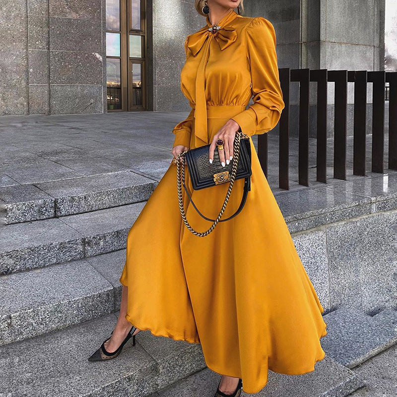 Fd003 Spot Autumn 2024 Amazon New European and American Popular Women's Clothing Easiest for Match Long Sleeve Temperament Dress for Women