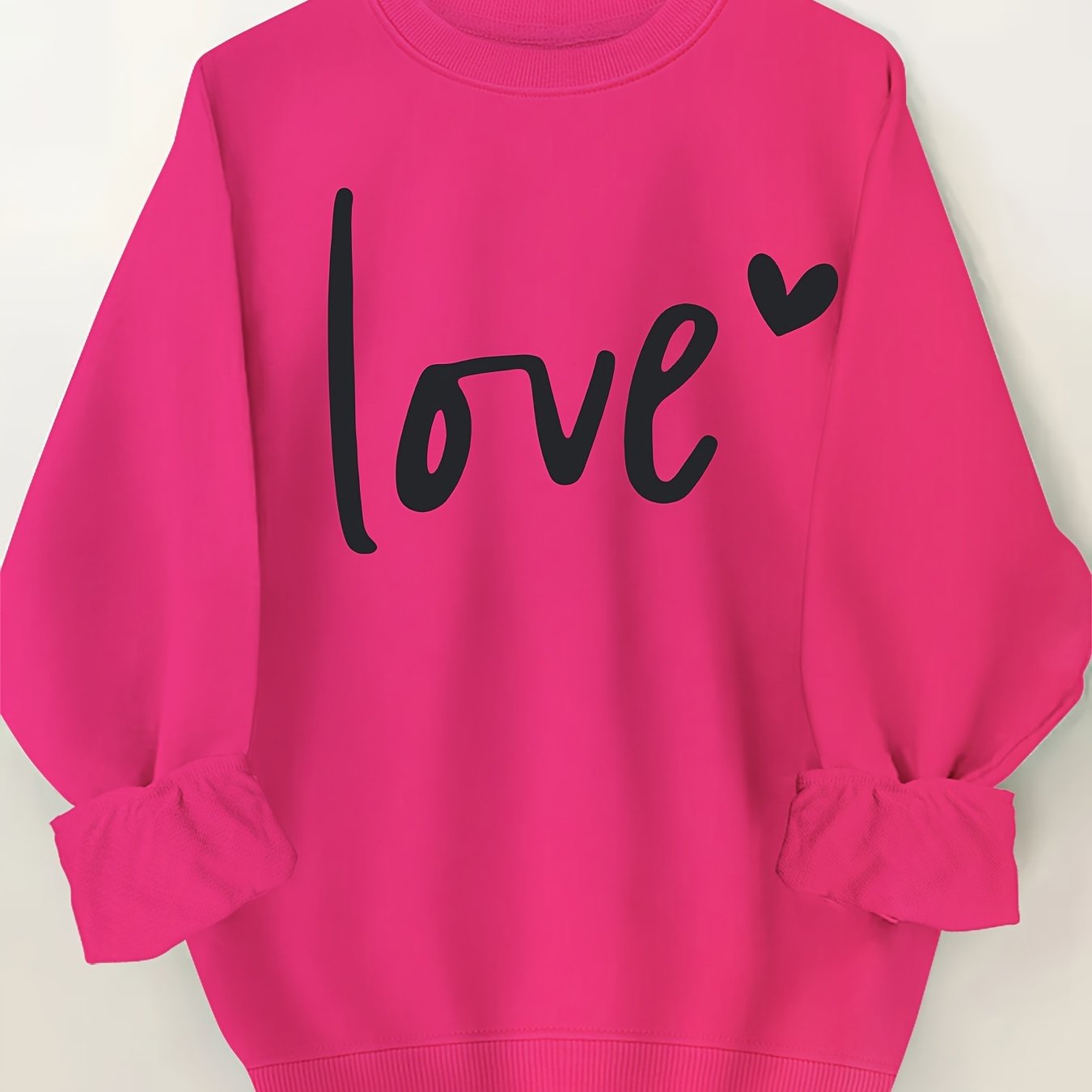 Plus Size Letter Print Sweatshirt, Crew Neck Casual Sweatshirt For Fall & Spring, Women's Plus Size Clothing
