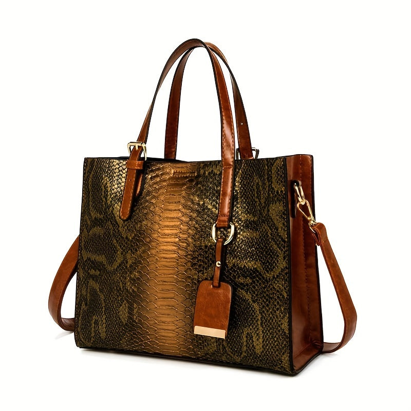 Set of 3 Stylish Tote Bags for Women Featuring a Crocodile Pattern