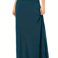 Plus Size Solid Elastic Waist Skirt, Casual Skirt For Spring & Summer, Women's Plus Size Clothing