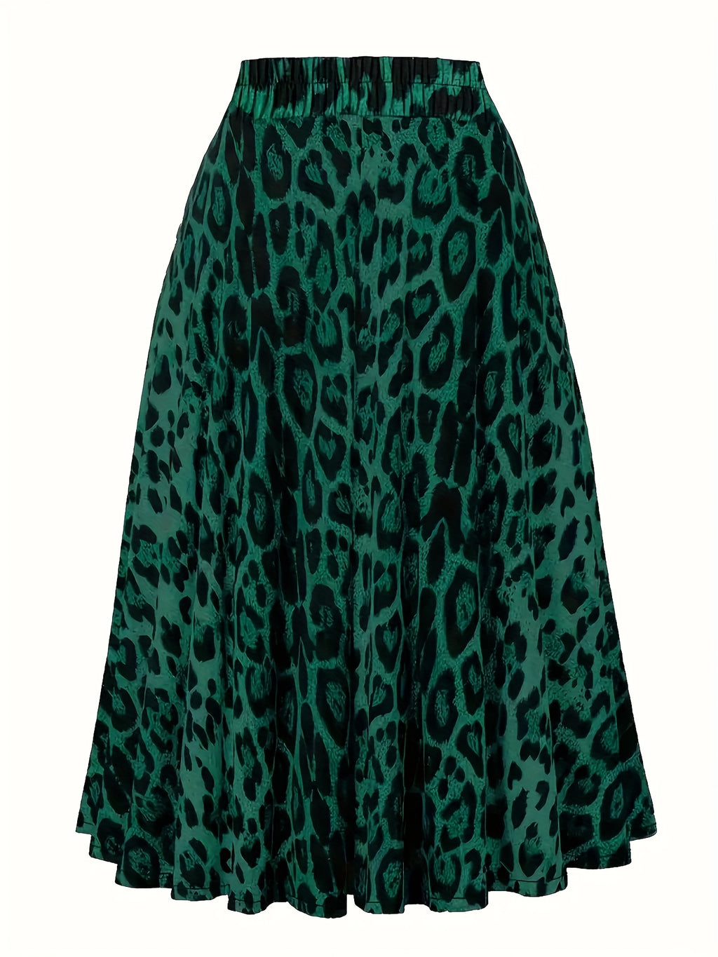 Plus Size Leopard Print Knot Skirt, Casual Elastic Waist Skirt For Spring & Summer, Women's Plus Size Clothing