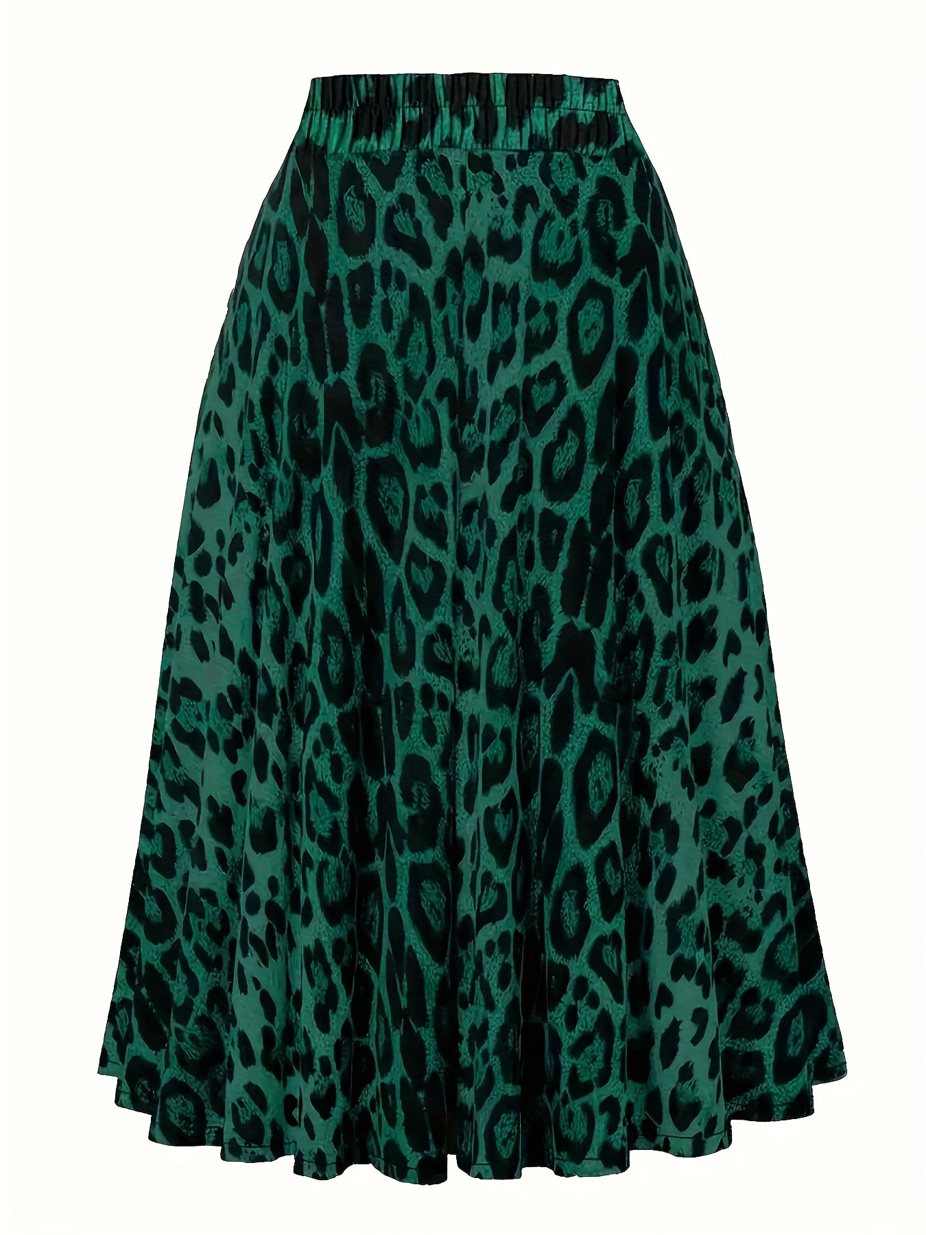 Plus Size Leopard Print Knot Skirt, Casual Elastic Waist Skirt For Spring & Summer, Women's Plus Size Clothing