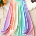 Plus Size Ombre Print Elastic Waist Skirt, Casual Skirt For Spring & Summer, Women's Plus Size Clothing