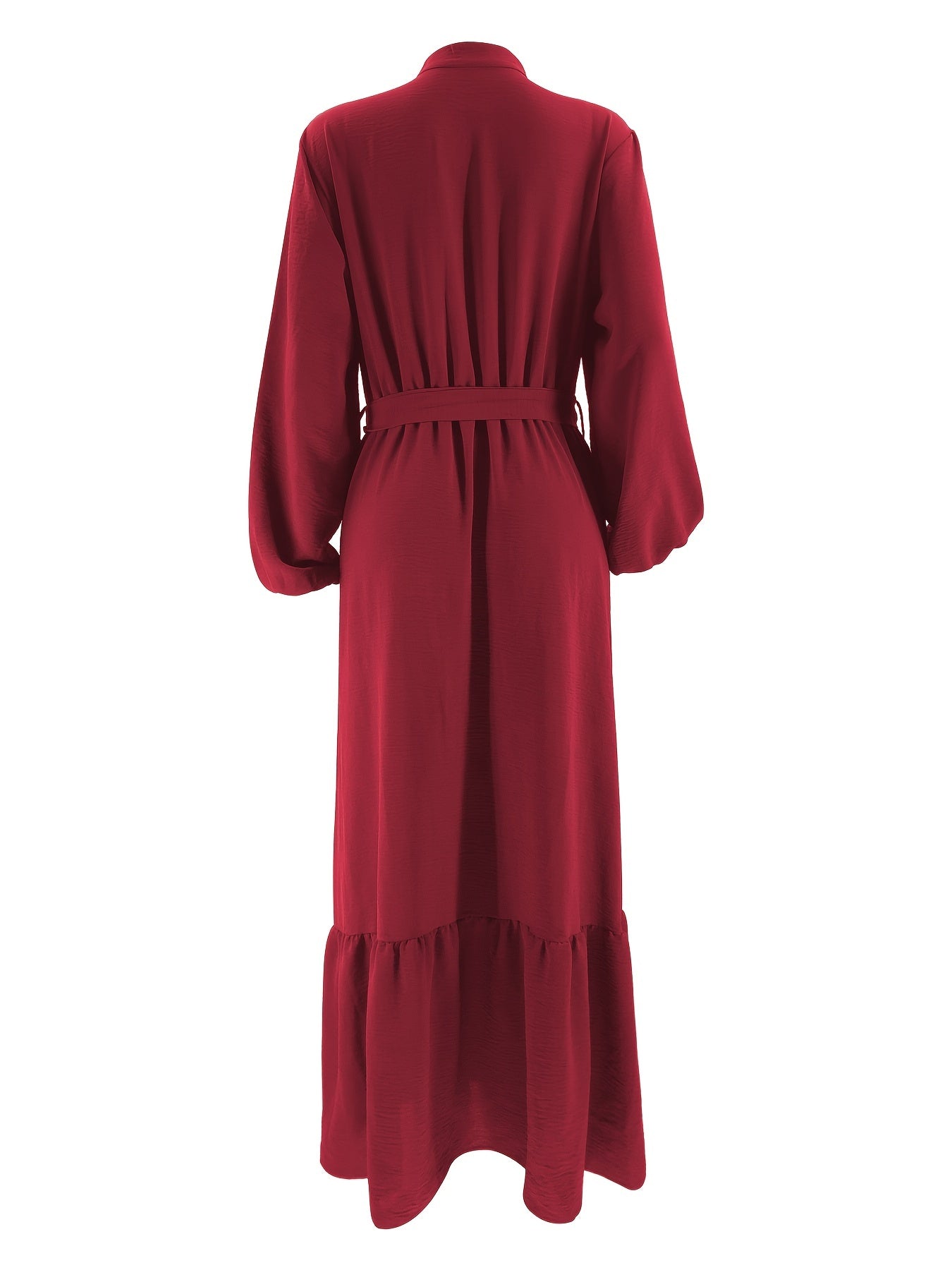 Modest Elegance, Elegant Solid Color Maxi Dress for Women - Casual Long Sleeve with Button Detail, Non-Stretch Polyester Blend, Machine Washable - Perfect for All Seasons