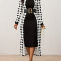 Elegant Long-Sleeve Houndstooth Maxi Dress | Spring Season, Fitted Style, Conventional Collar