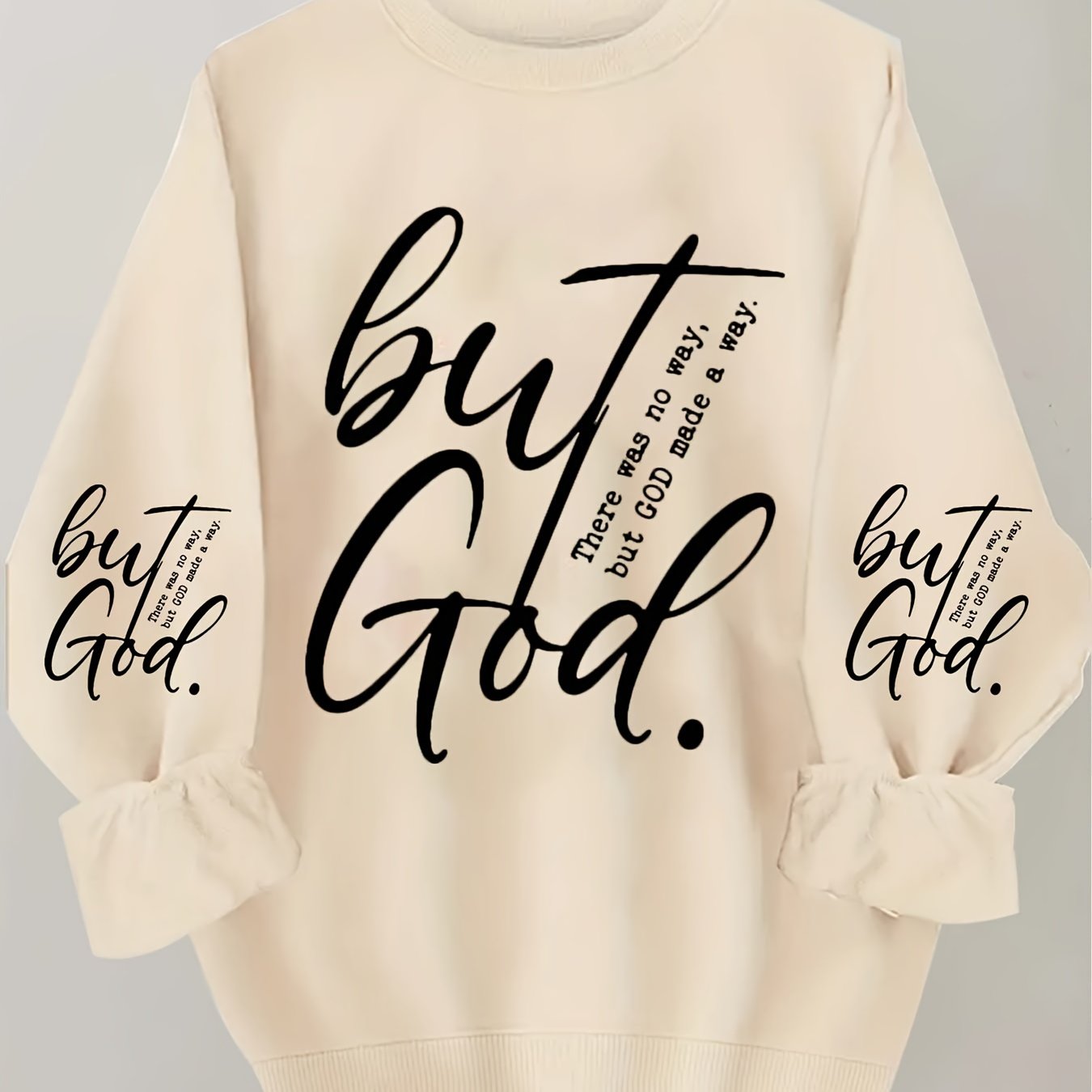 Cozy Plus Size Letter Print Crew Neck Pullover Sweatshirt - Women's Plus Size Clothing for Fall & Winter - Soft, Long Sleeve, Casual, Comfortable, and Stylish