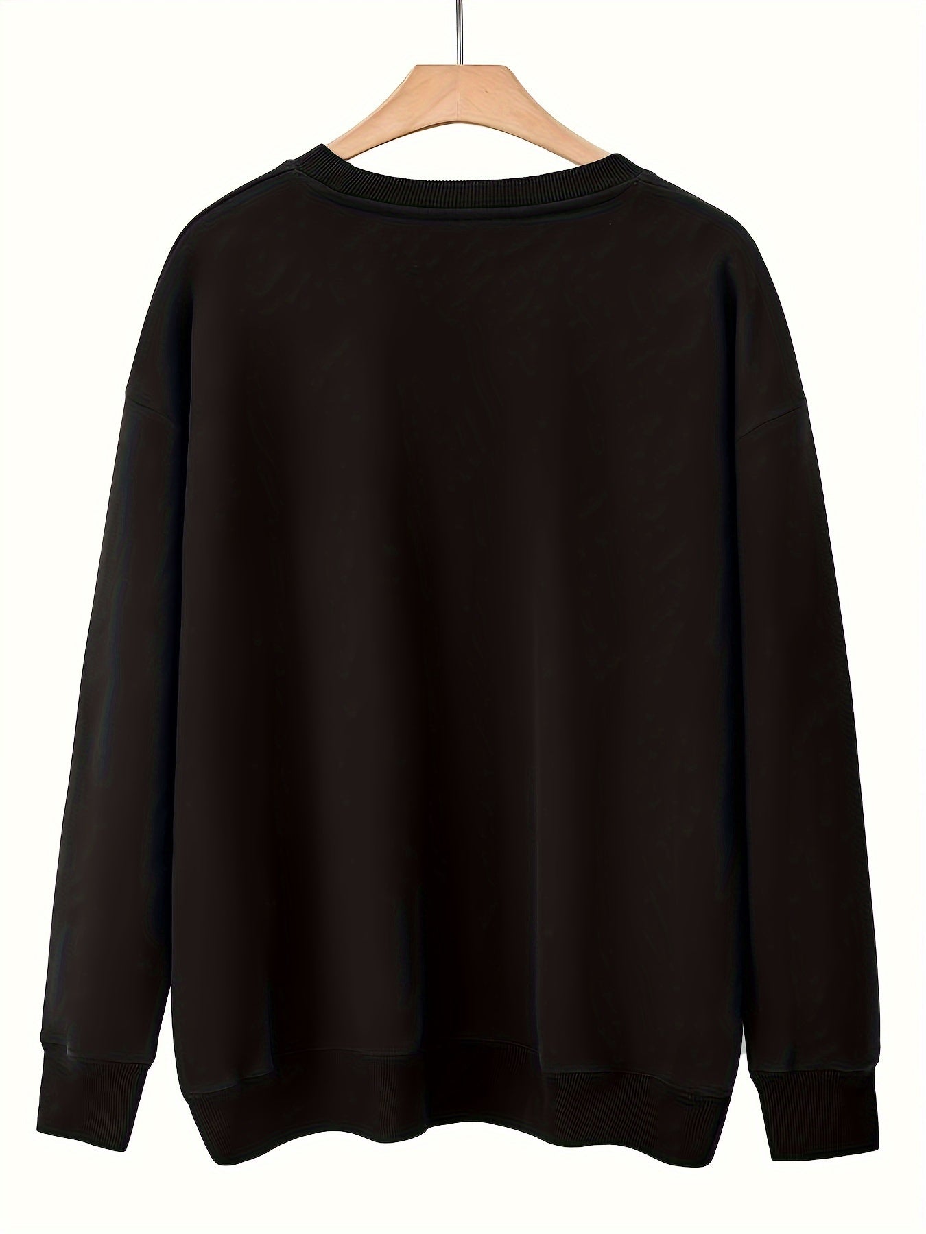 Plus Size Coffee Print Sweatshirt, Casual Long Sleeve Crew Neck Pullover Sweatshirt, Women's Plus Size Clothing