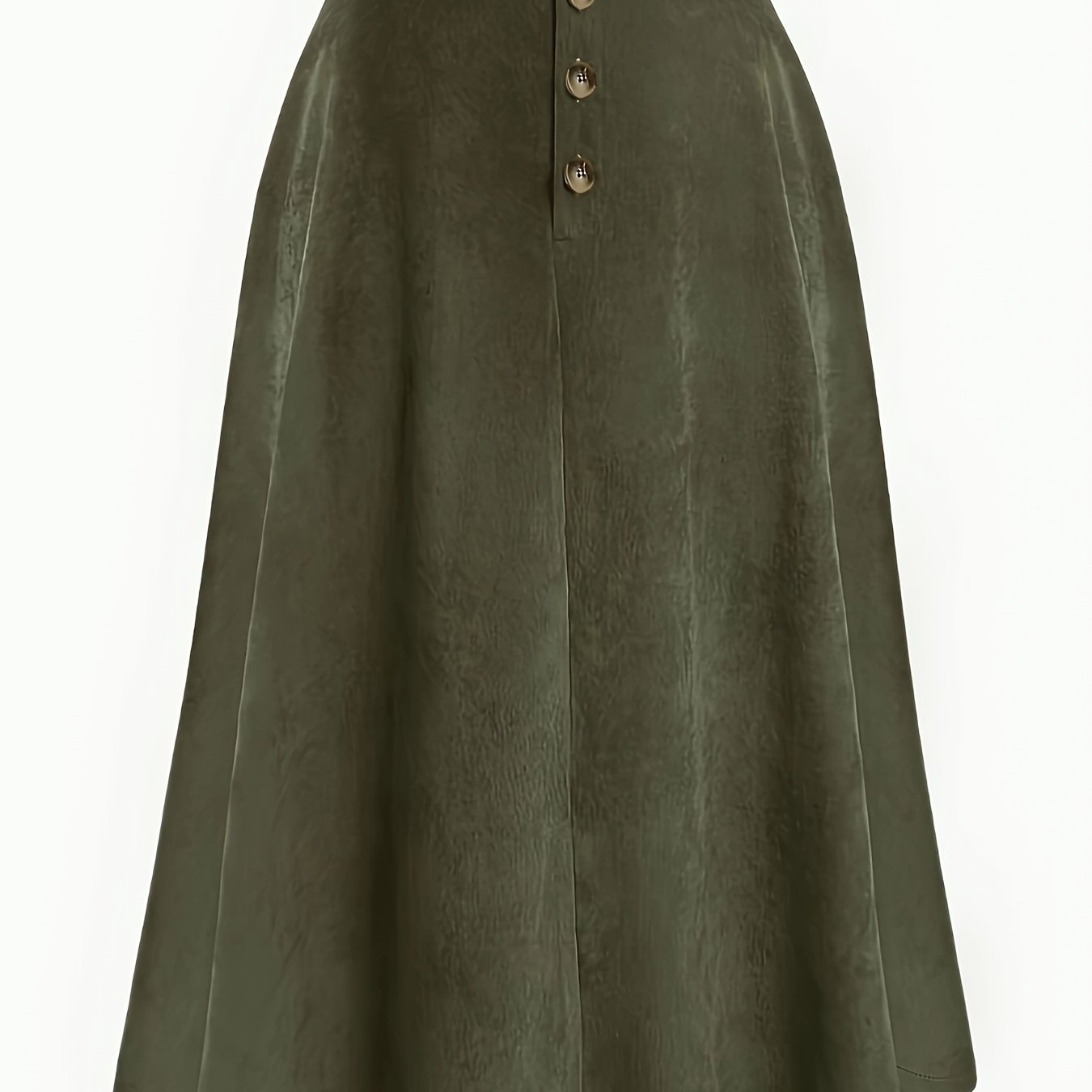 Plus Size Solid Button Front Skirt, Casual Corduroy Skirt For Spring & Fall, Women's Plus Size Clothing