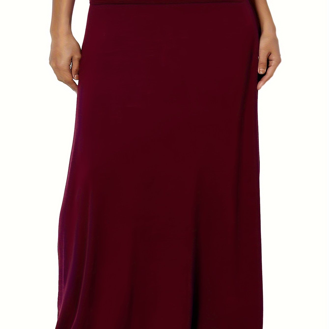 Plus Size Solid Elastic Waist Skirt, Casual Skirt For Spring & Summer, Women's Plus Size Clothing