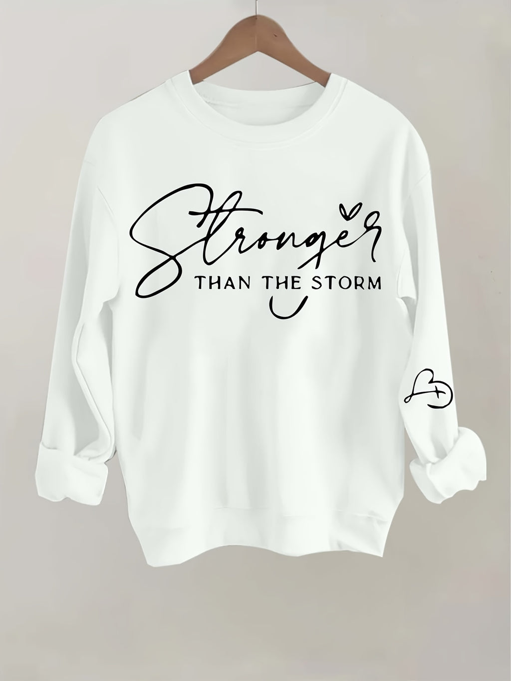 Stylish Plus Size Letter Print Crew Neck Pullover Sweatshirt - Women's Plus Size Clothing for Fall & Winter - Soft, Casual, Long Sleeve, Comfortable, and Cozy Fleece Sweatshirt for Curvy Women