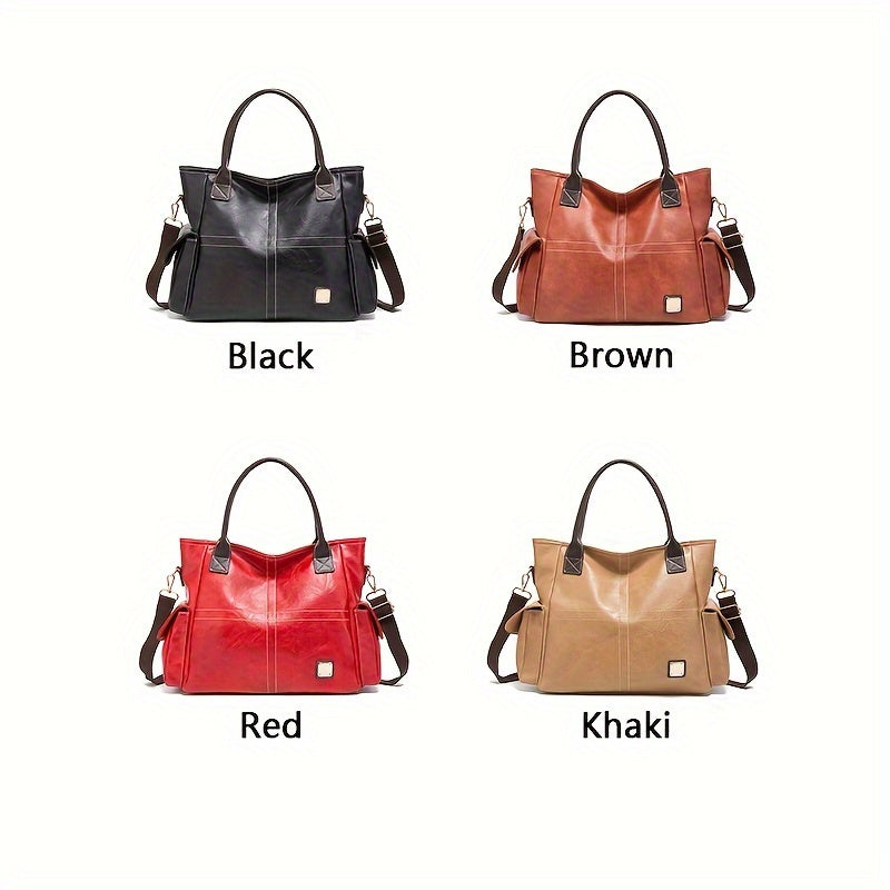 Large Capacity Retro Satchel Purse - Spacious Tote & Crossbody Bag with Durable Fashion PU Leather - Timeless Style for On-the-Go