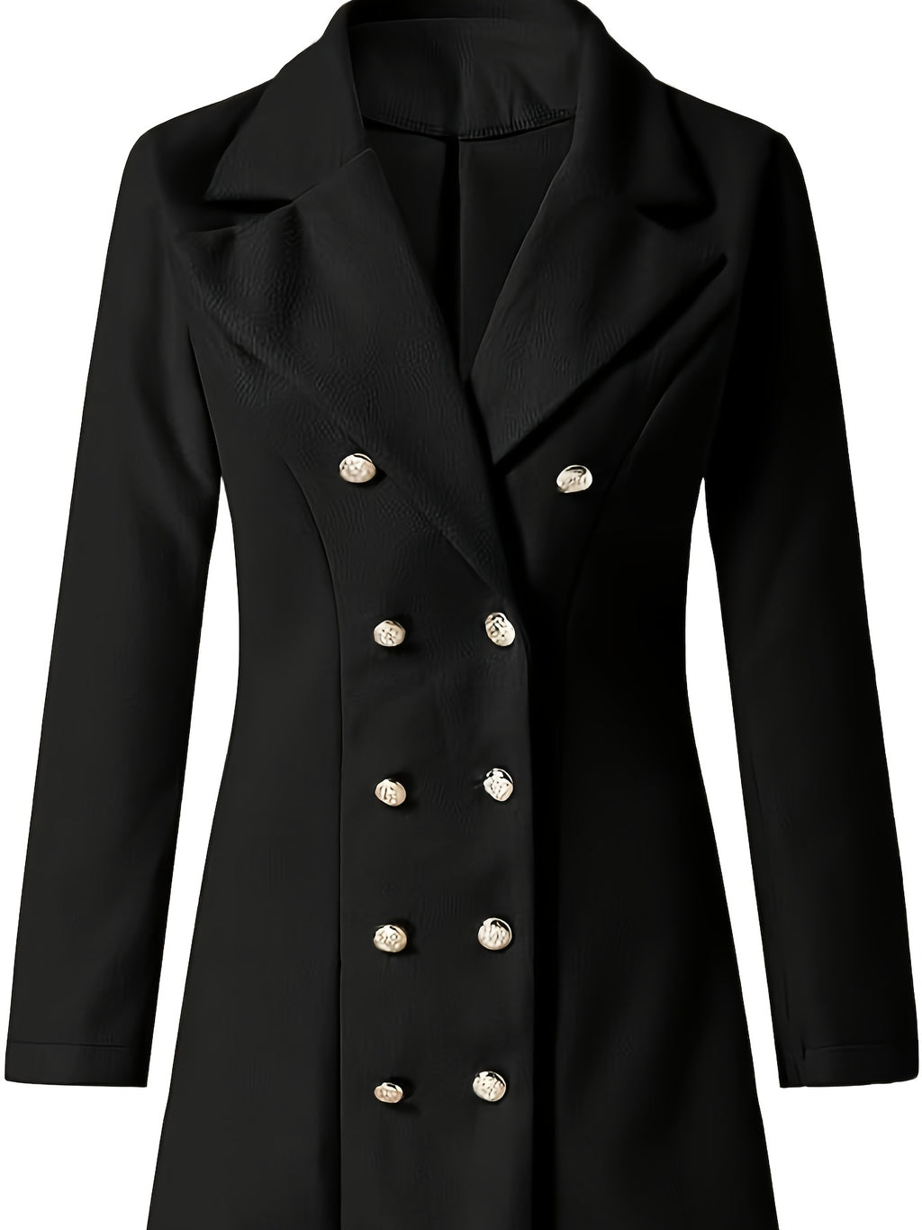 Plus Size Dual Breasted Lapel Blazer, Elegant Long Sleeve Open Front Blazer, Women's Plus Size Clothing