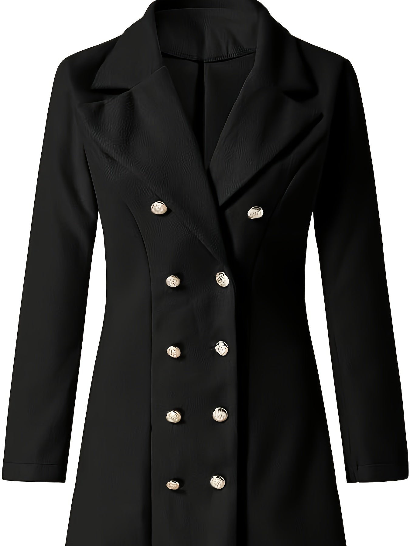 Plus Size Dual Breasted Lapel Blazer, Elegant Long Sleeve Open Front Blazer, Women's Plus Size Clothing