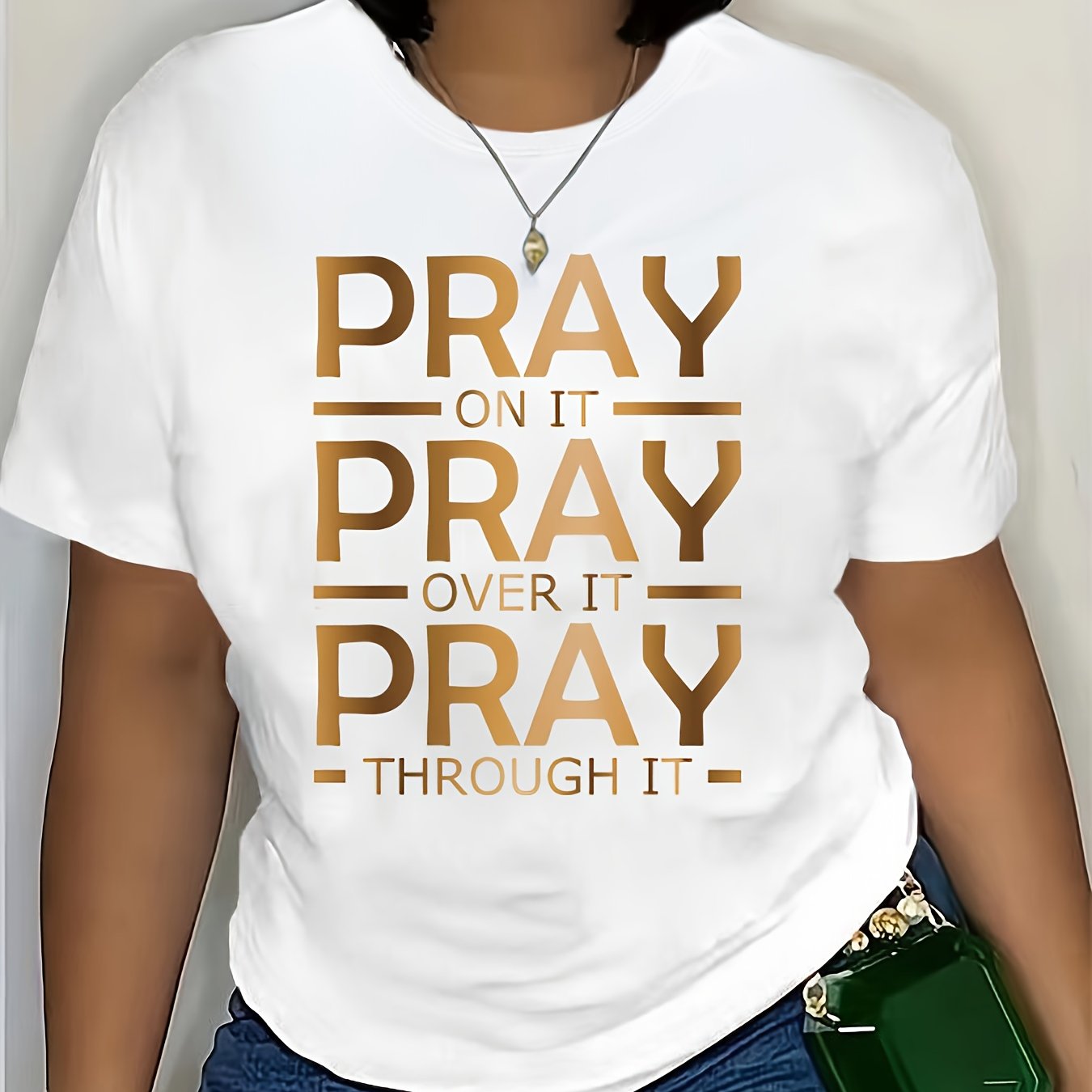 Plus Size Letter Print T-Shirt, Casual Crew Neck Short Sleeve T-Shirt, Women's Plus Size Clothing