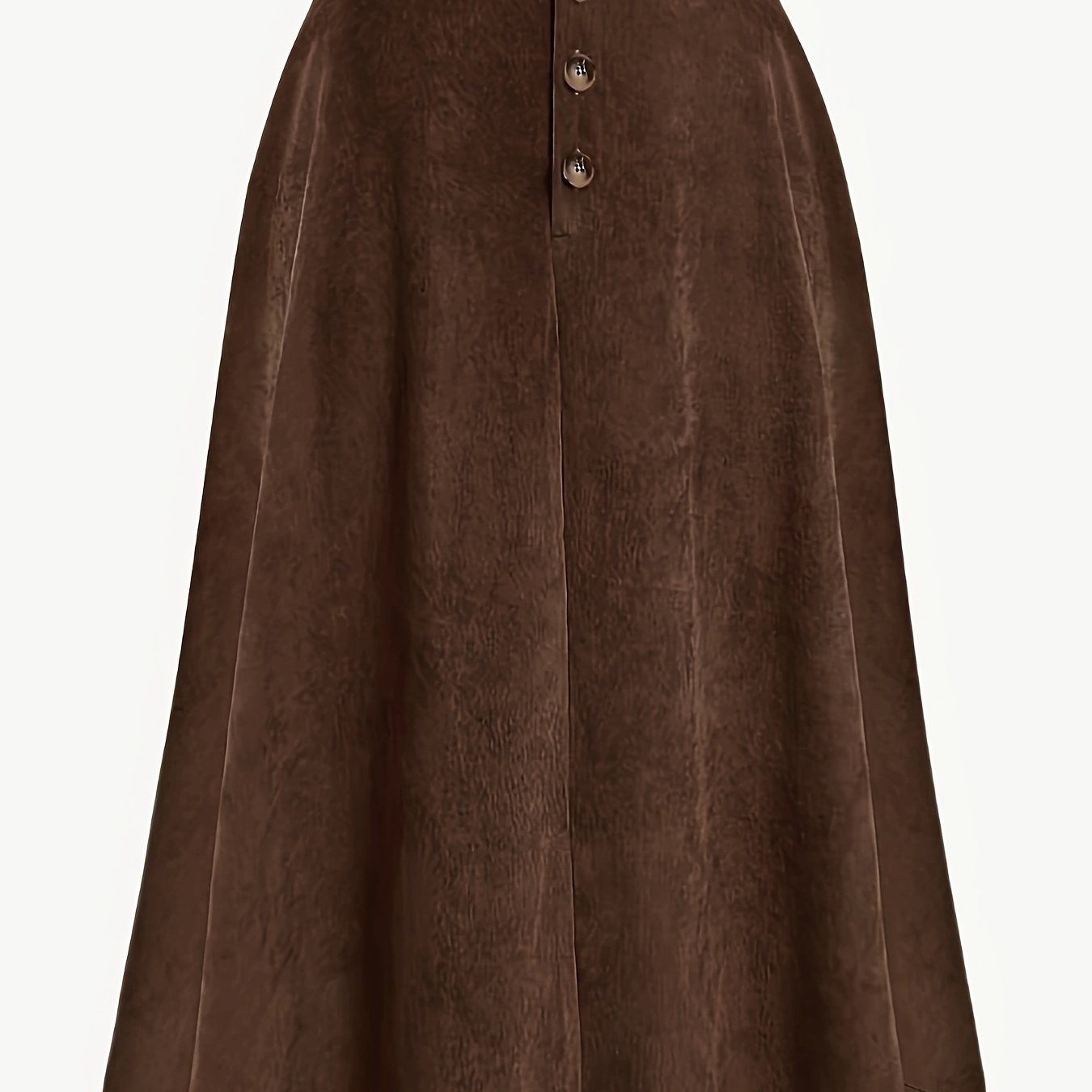 Plus Size Solid Button Front Skirt, Casual Corduroy Skirt For Spring & Fall, Women's Plus Size Clothing
