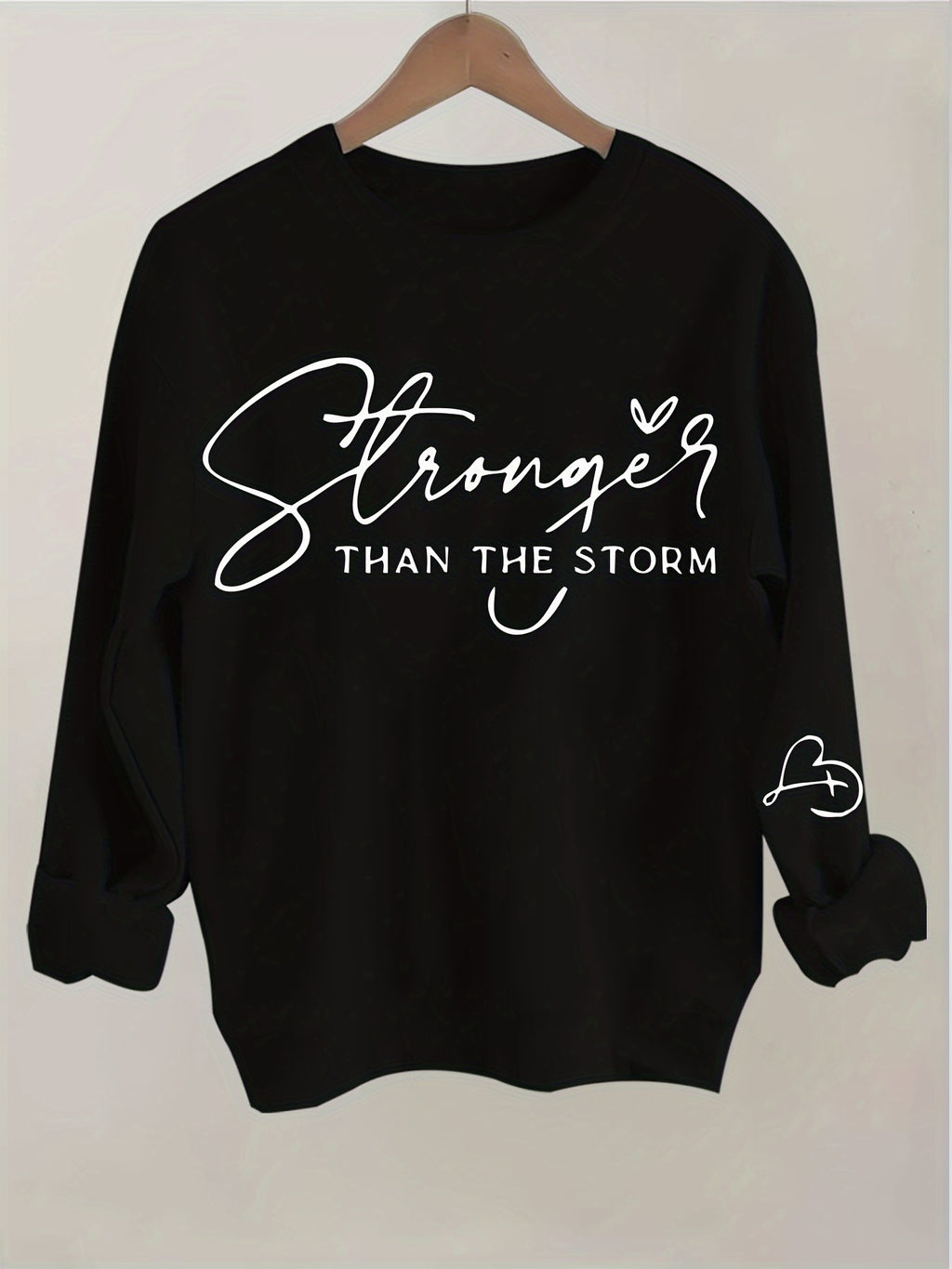 Stylish Plus Size Letter Print Crew Neck Pullover Sweatshirt - Women's Plus Size Clothing for Fall & Winter - Soft, Casual, Long Sleeve, Comfortable, and Cozy Fleece Sweatshirt for Curvy Women