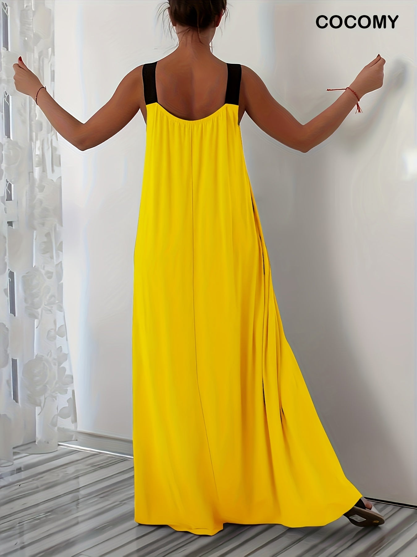 Plus Size Sleeveless Red Maxi Dress with Pockets - Elegant Square Neck, Loose Fit, Lightweight Fabric for Spring/Summer, Casual Weekend Attire, Casual Attire|Square Neckline|Stretchy Fabric