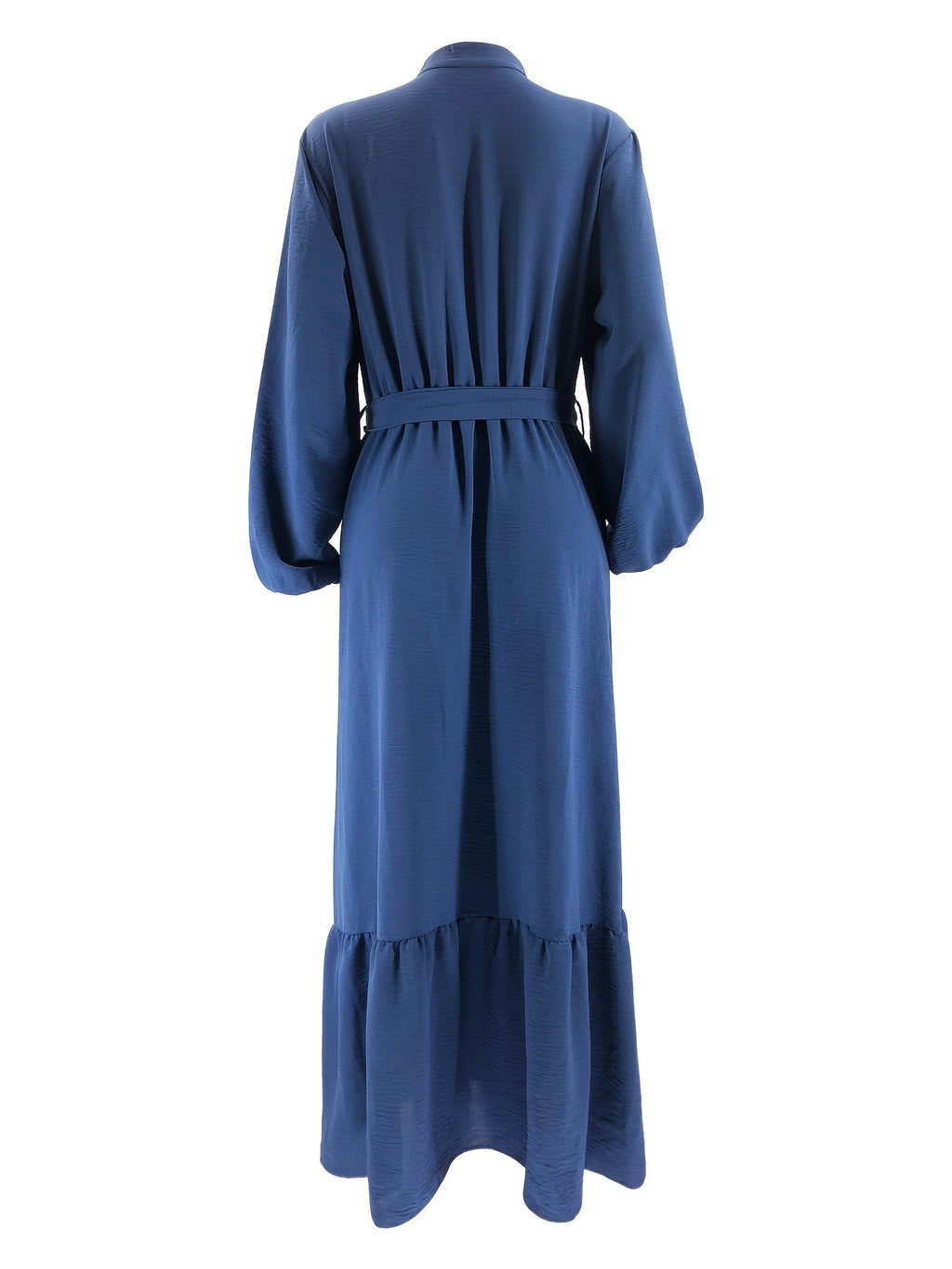 Modest Elegance, Elegant Solid Color Maxi Dress for Women - Casual Long Sleeve with Button Detail, Non-Stretch Polyester Blend, Machine Washable - Perfect for All Seasons