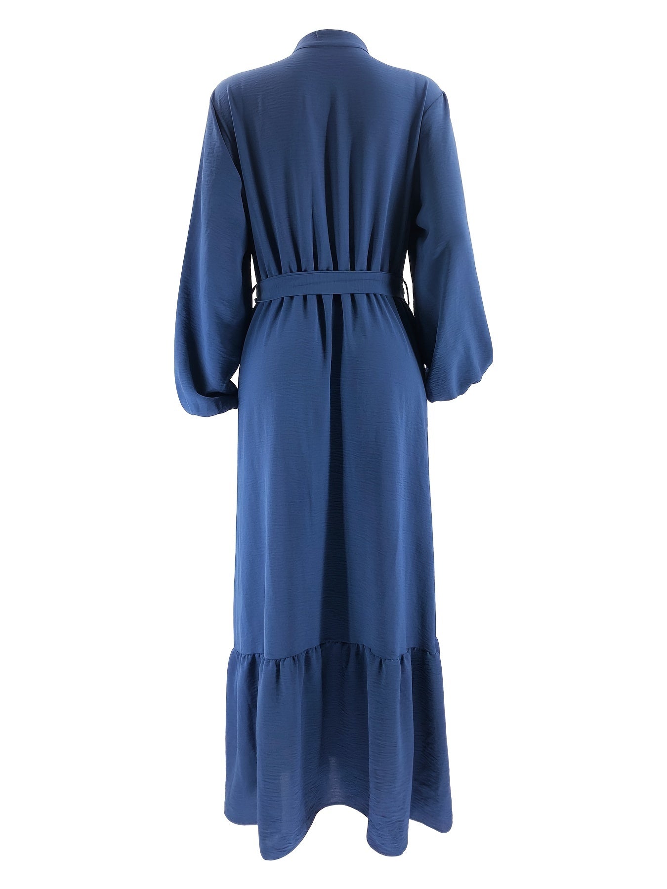 Modest Elegance, Elegant Solid Color Maxi Dress for Women - Casual Long Sleeve with Button Detail, Non-Stretch Polyester Blend, Machine Washable - Perfect for All Seasons