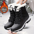 [Winter Fleece-Lined Boots] Women's Long Snow Boots Outdoor Anti-Slip Durable Hiking Boots Winter Fleece-Lined Warm Snow Sports Casual Versatile Mom Grandma for -40°C Cold Weather Trekking and Walking,