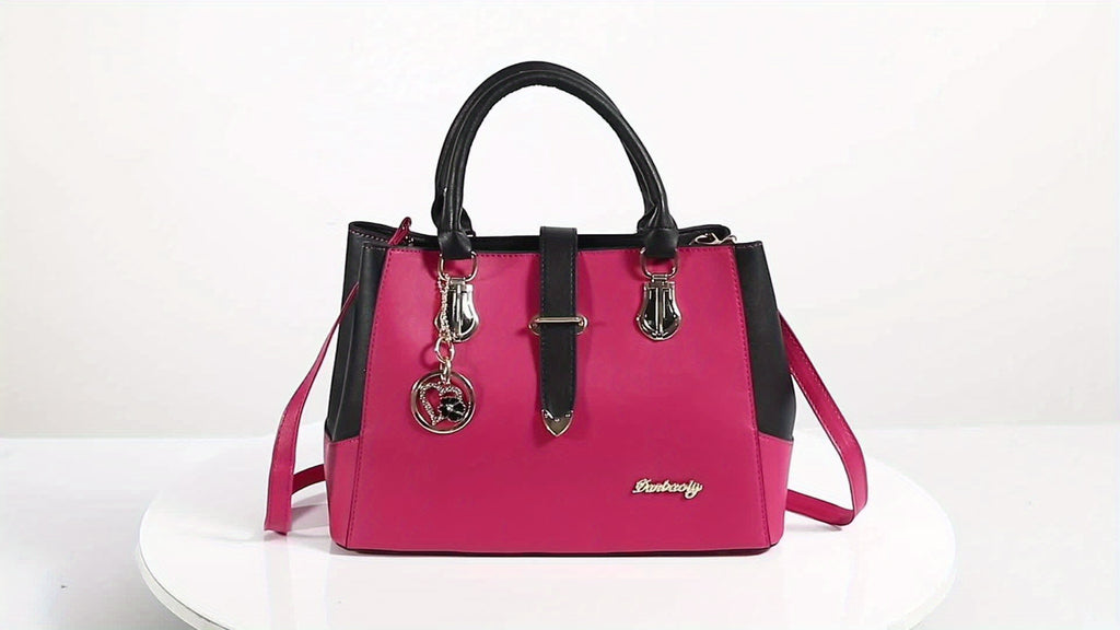 Fashionable Womens Letter Detail Shoulder Bag - Comfortable Double Handle, Spacious Purse for Work & Daily Use - Timeless Elegant Style