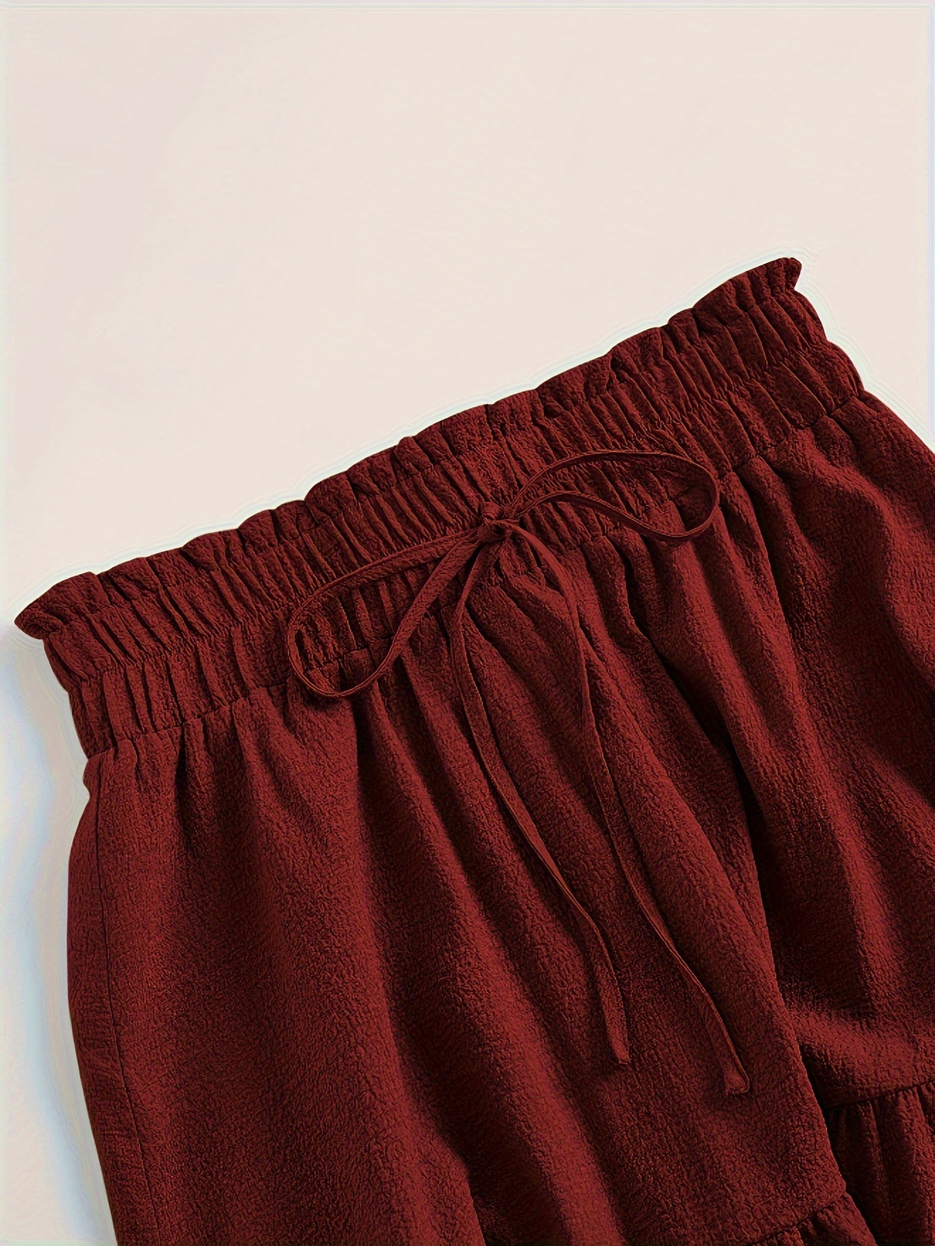 Plus Size Solid Tiered Skirt, Casual Drawstring Elastic Waist Midi Skirt, Women's Plus Size Clothing
