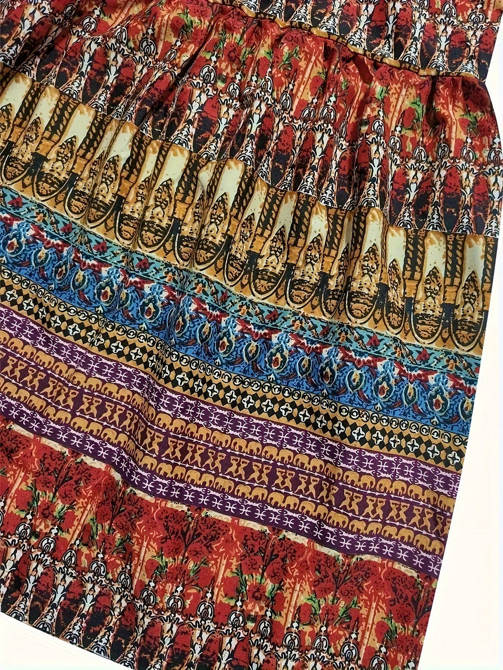 Plus Size Floral Print Skirt, Casual Elastic Waist Skirt For Spring & Summer, Women's Plus Size Clothing
