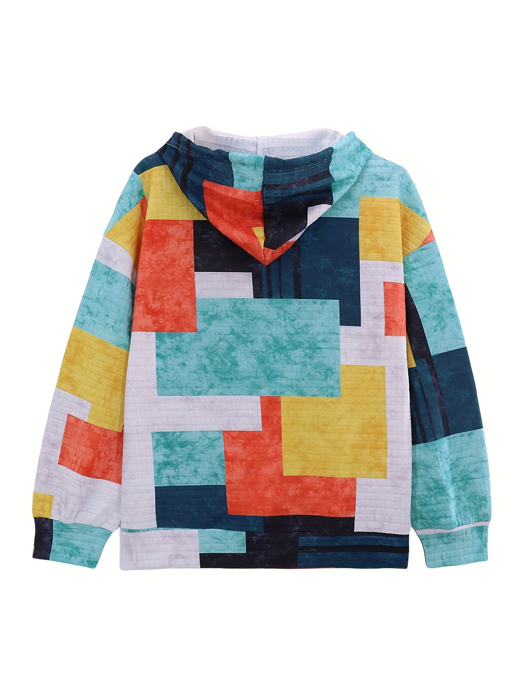Plus Size Geo Print Hoodie - Stylish Casual Wear with Kangaroo Pocket, Drawstring, Long Sleeve, and Hooded Design - Soft, Cozy, and Versatile Women's Plus Size Clothing for Everyday Wear