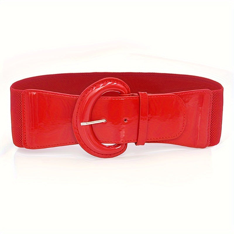 Simple Bright Color PU Wide Belts