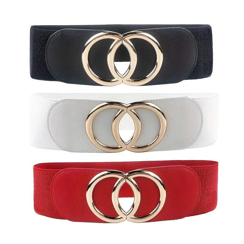 1/3pcs Elegant Double Ring Buckle Belt