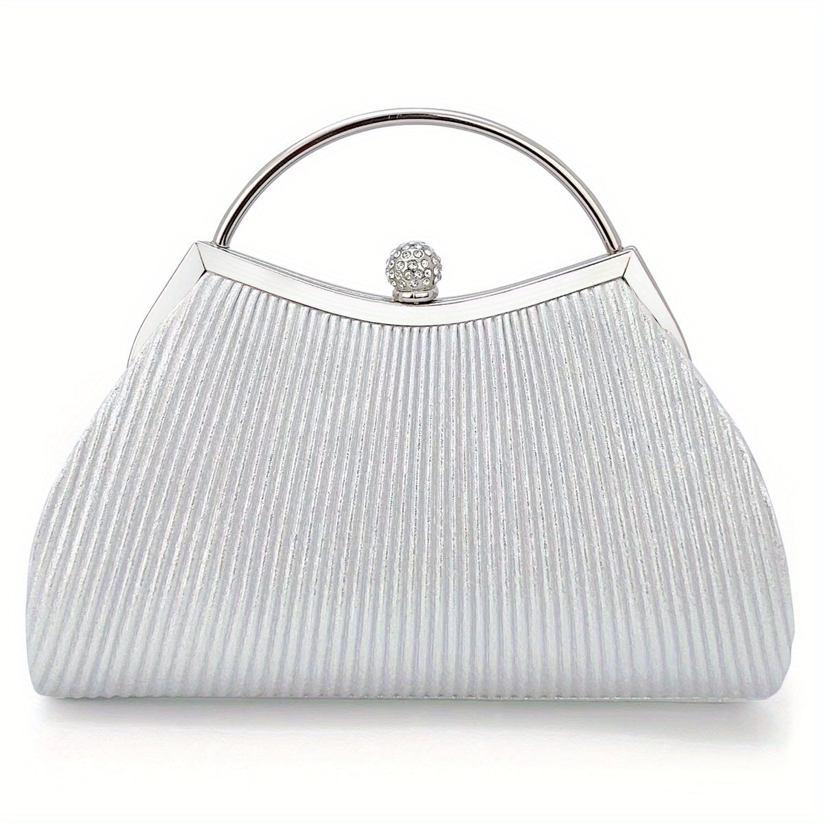 [Evening Clutch Purse] Rhinestone Decor Ruched Evening Bag for Women - Top Ring Clutch Purse Handbags for Wedding Prom Dinner