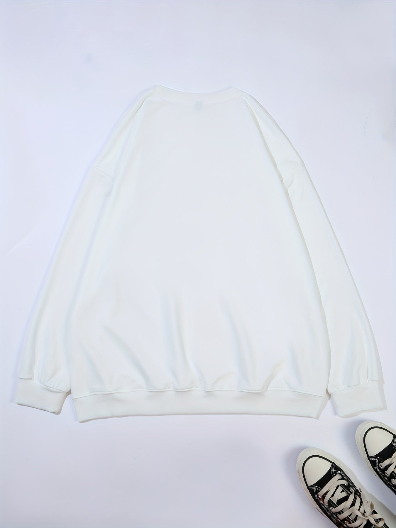 Plus Size Graphic Print Sweatshirt, Crew Neck Casual Sweatshirt For Fall & Spring, Women's Plus Size Clothing