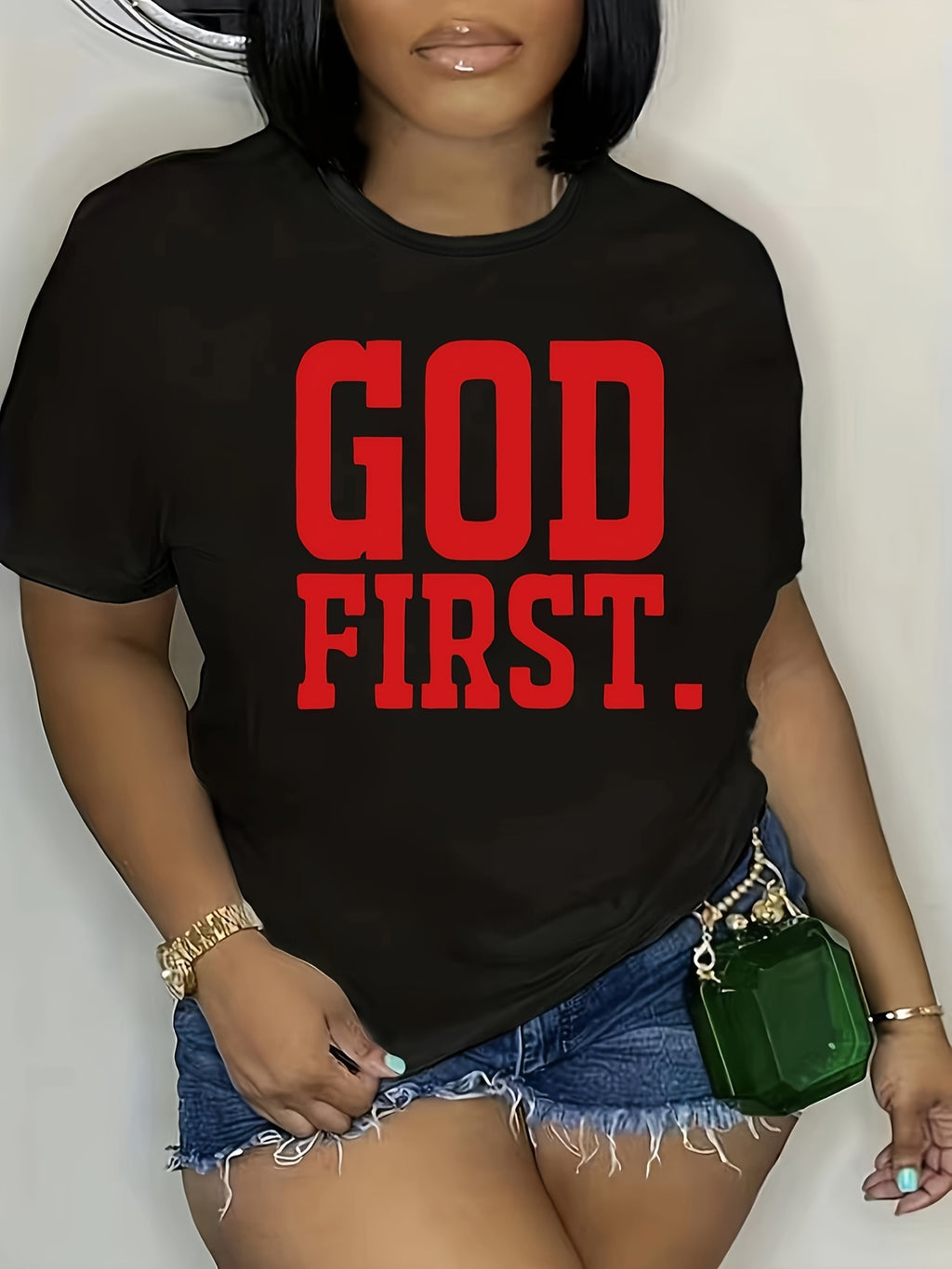 Stylish Plus Size Letter Print Crew Neck T-Shirt - Women's Casual Short Sleeve Plus Size Clothing - Comfortable, Relaxed Fit, Soft Fabric, Versatile Fashion Tees for Daily Wear