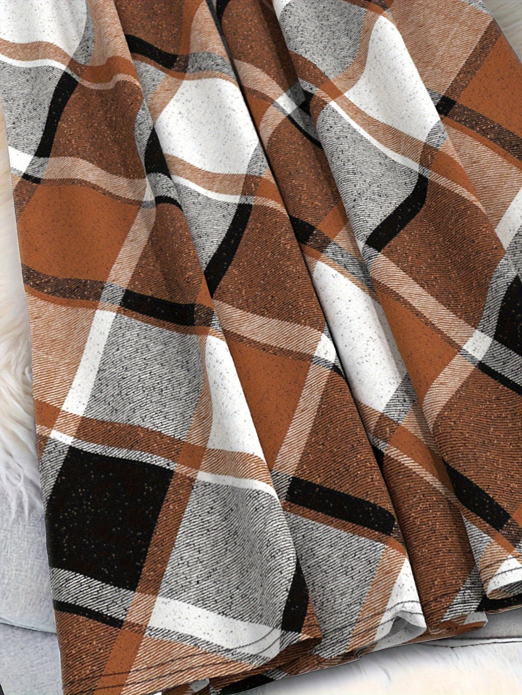 Plus Size Plaid Print Skirt, Casual Elastic Waist Skirt For Spring & Summer, Women's Plus Size Clothing