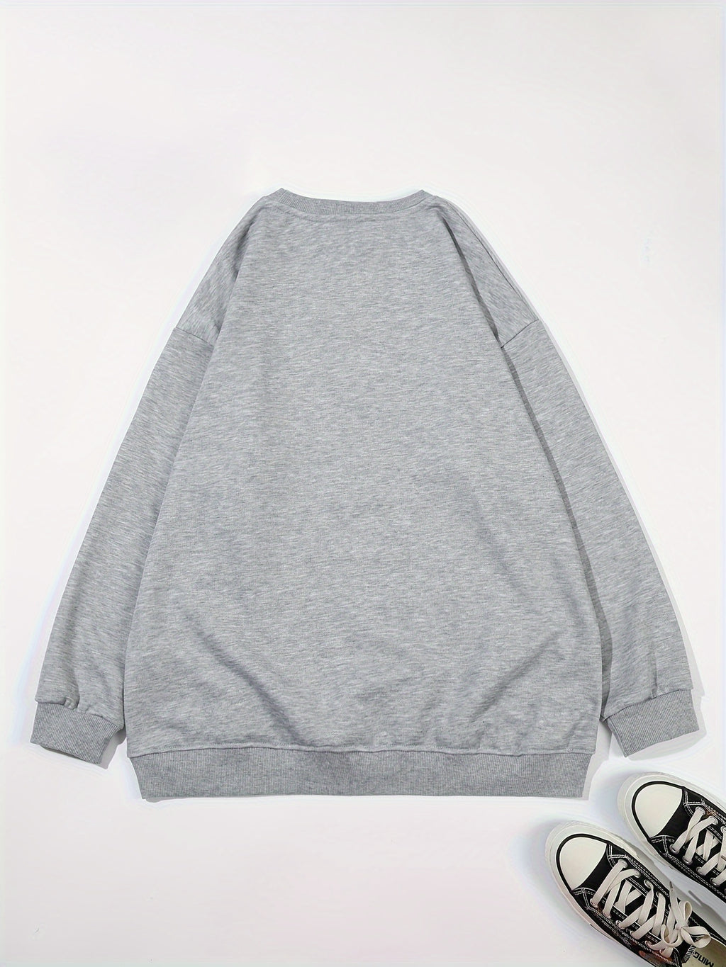 Plus Size Christmas Theme Print Pullover Sweatshirt, Casual Long Sleeve Crew Neck Sweatshirt For Fall & Spring, Women's Plus Size Clothing